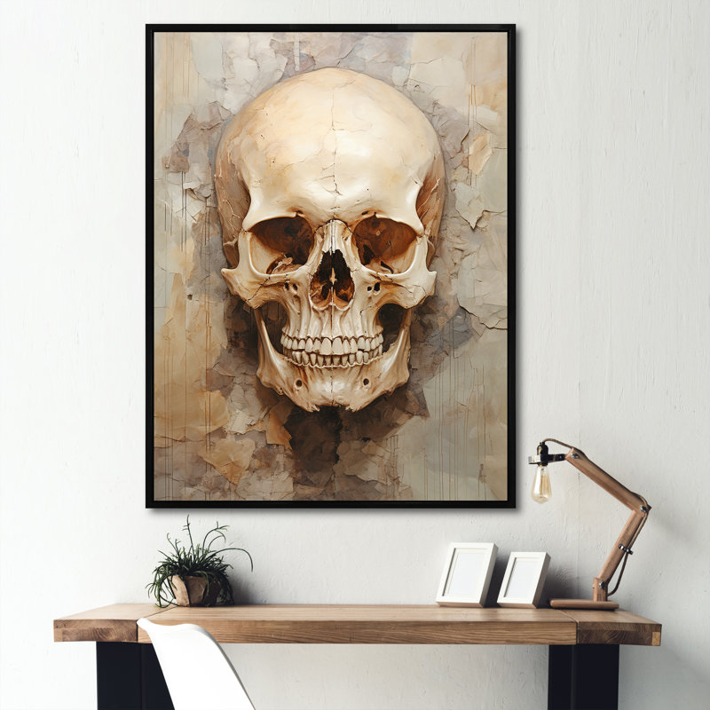 Crânes résonnants V - décoration murale crâne, Cadre flottant noir, 44" H x 34" W