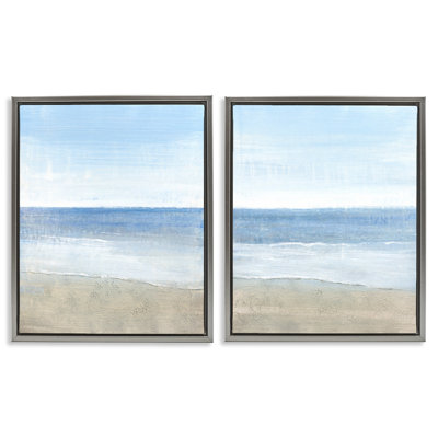 Ensemble de toiles flottantes encadrées 2 pièces Coastal Seafoam Beach Waves par Tim O'Toole
