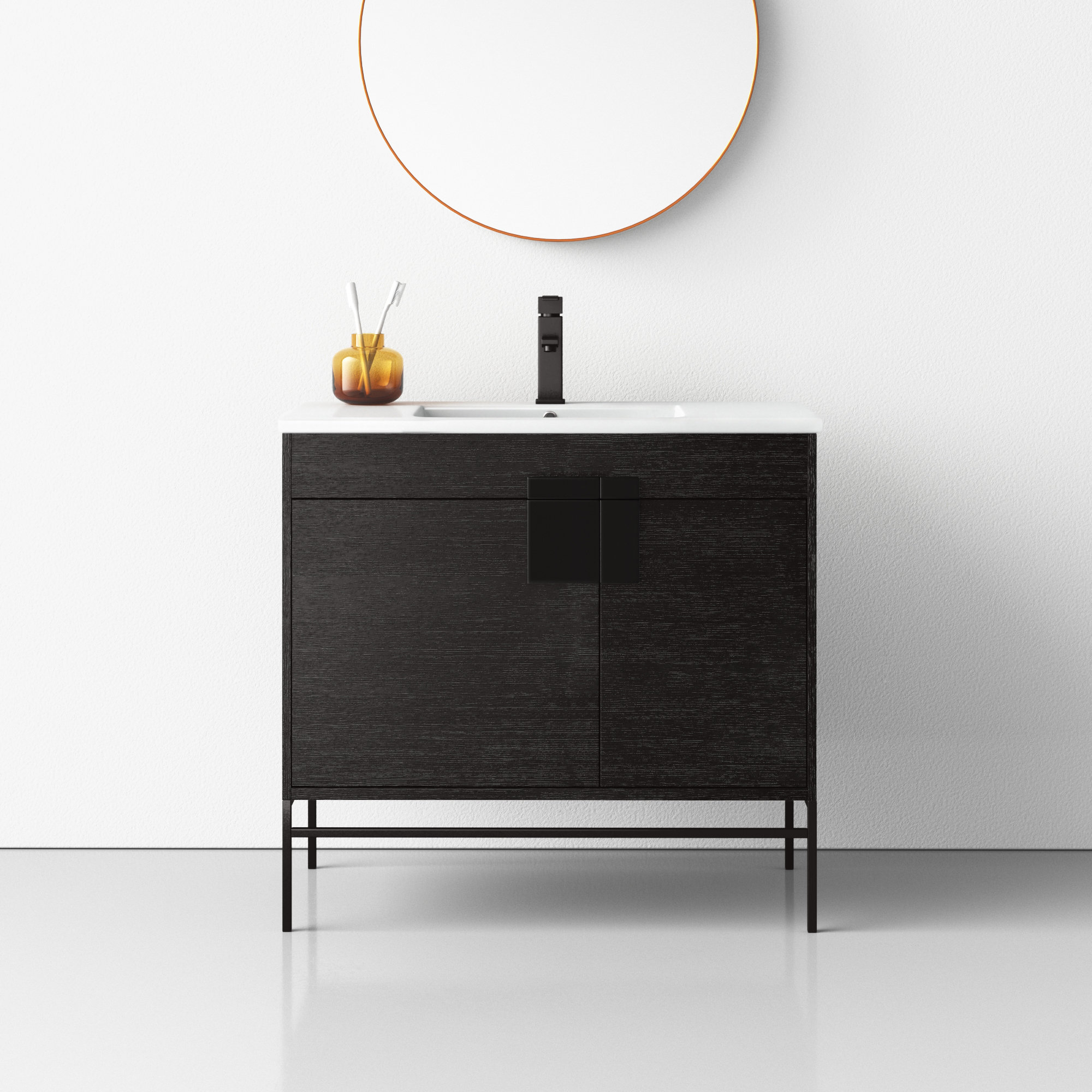 Maisie 36'' Single Bathroom Vanity, Black, Black Matte