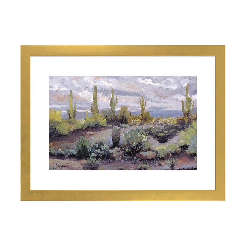 «Desert and Rain I» par Christopher Clark, reproduction d'art, Papier encadré doré, H 16 po x l 24 po x P 1 po