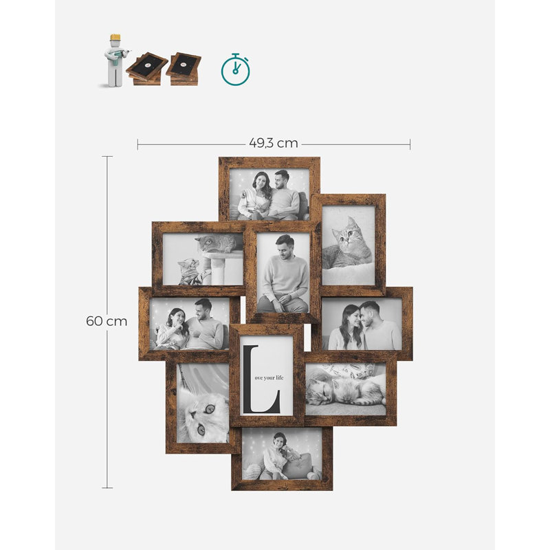 60x49.3x3.6cm Picture Frame - Set of 9, Brown