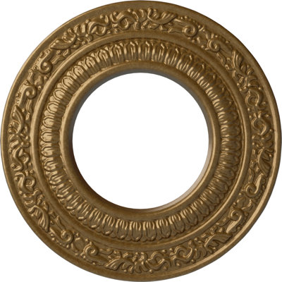 Endurathane Andrea Ceiling Medallion, 8 1/8"OD x 4 1/8"ID x 1/2"P (Fits Canopies up to 4 1/8"), Hand-Painted Pale Gold Finish