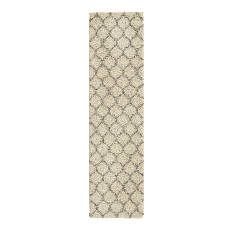 Red Barrel Studio® Ruby Trellis Shag Rug Ivory