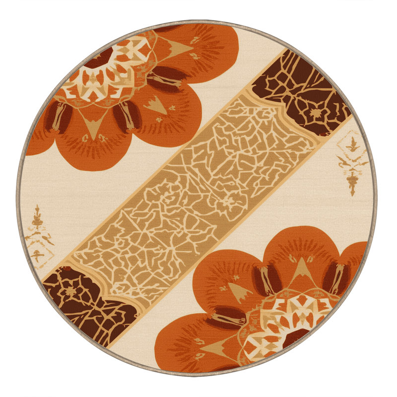 Tapis marocain d'inspiration mondiale Paesyn Marigold, Rond 4 pi