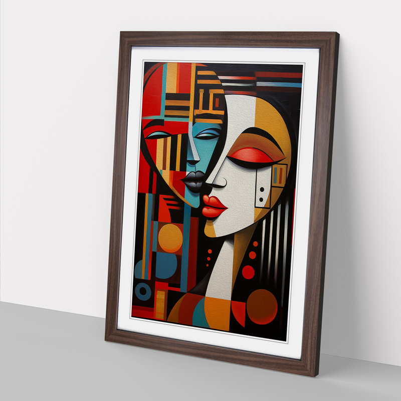 Lovers Constructivism Art - Framed Print, Walnut Framed, 64cm H x 46cm W x 2cm D