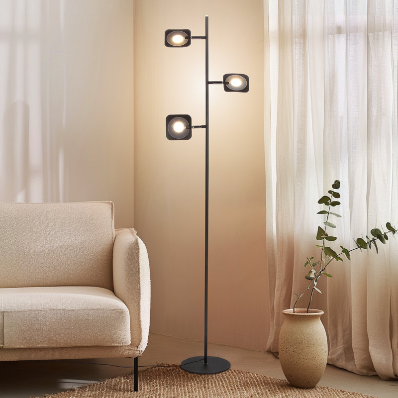 Bronze Touch-Sensitive 60" LED Floor Lamp with 3 Adjustable Heads
