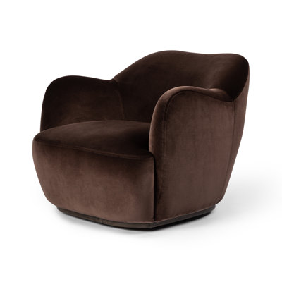 Alaska Oak Genuine Leather Swivel Barrel Chair