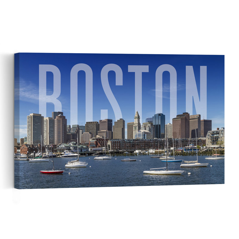 «Classic Boston Skyline View Abstract City Architecture», reproduction d'art murale, H 16 po x l 24 po