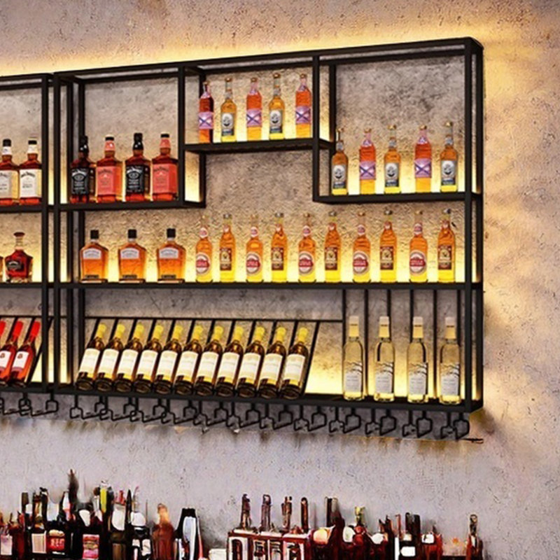 Creative multi-layer wall-mounted wine rack, 47.2" H x 118.1" W x 7.8" D