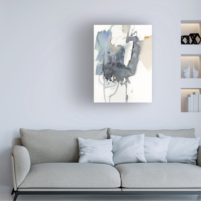 Indigo and Gray Abstract Canvas Art, 24 x 32 Inches