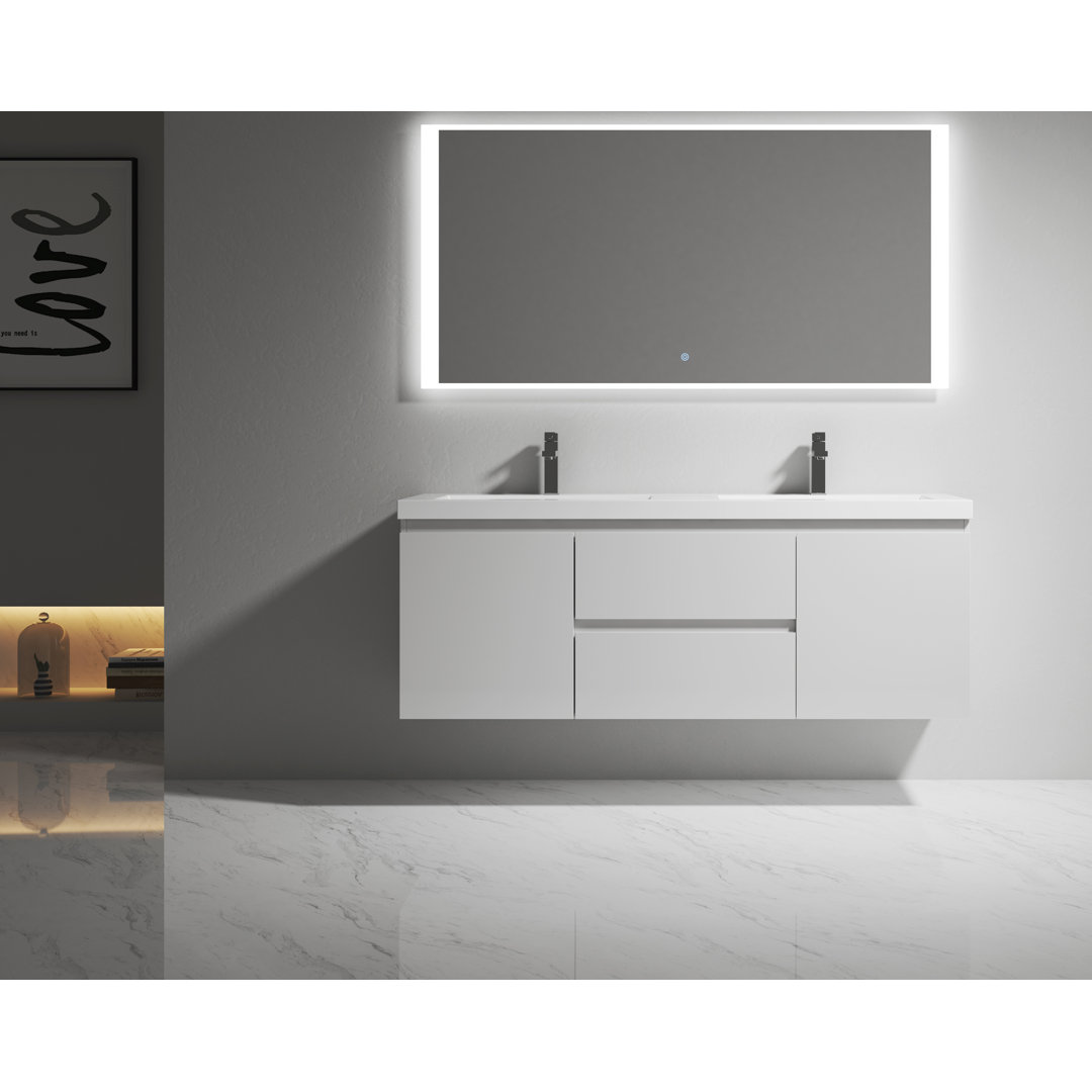 Goodlow Pre 59" Wall-Mounted Double Bathroom Vanity Set Orren Ellis