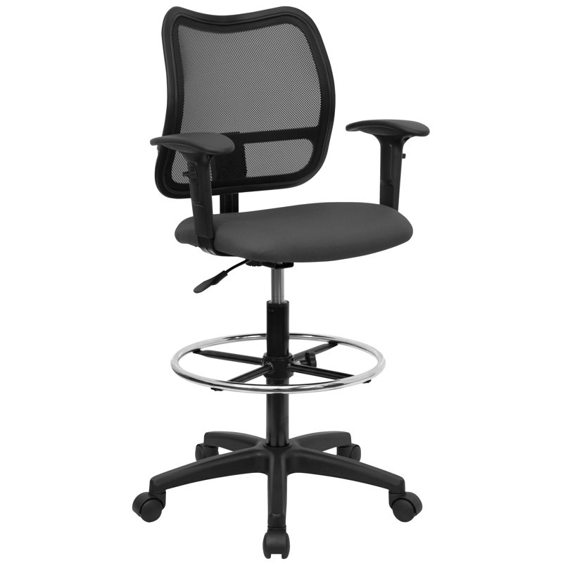ErgoDraft Black Mesh & Nylon Adjustable Drafting Chair with Swivel