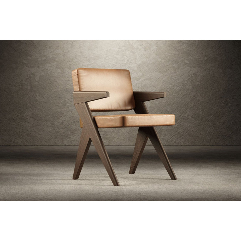 Chaise en cuir Caspar, brun