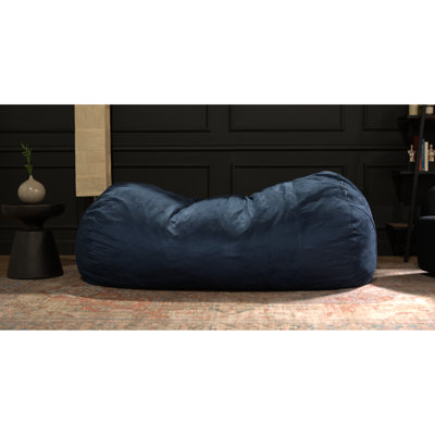 Fauteuil à billes cylindrique de 6,5 pieds, bleu minuit - Pied de sac en suède doux et confortable, position assise ergonomique