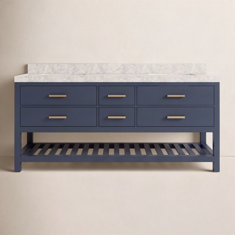 Elizabeth 72'' W Double Vanity, Heritage Blue | Brushed Gold