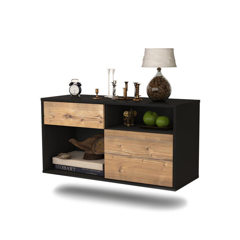 Halbrook Unfinished Floating TV Stand, Pine