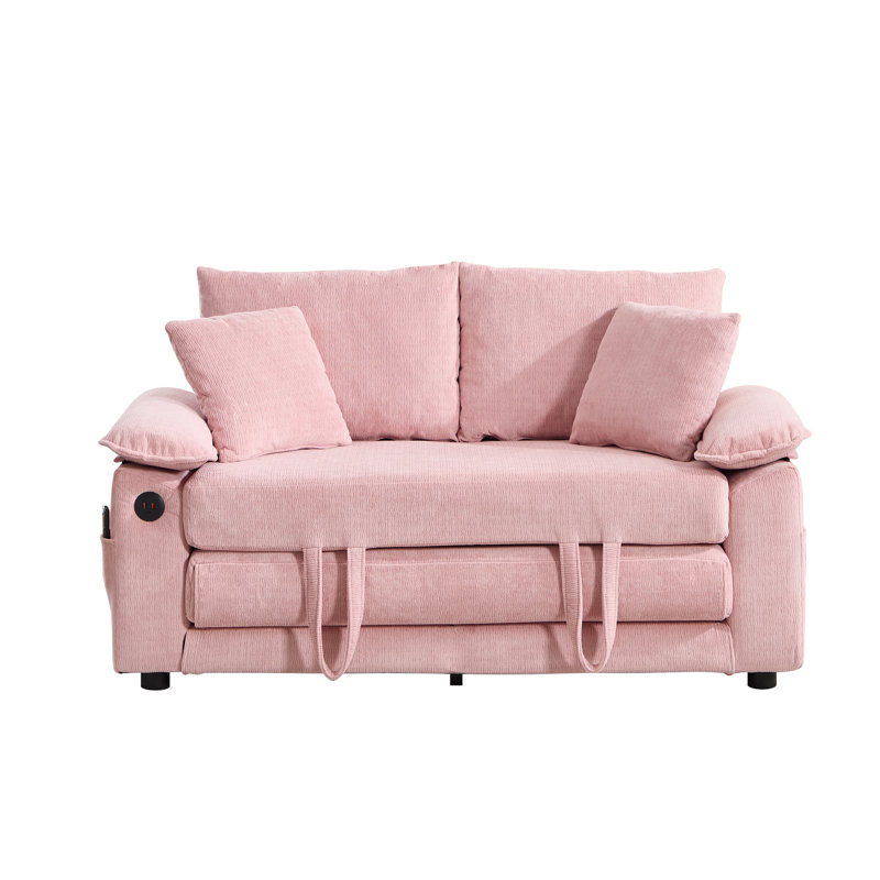 Canapé-lit convertible 3-en-1 de 58 po Lewis, Pink Chenille