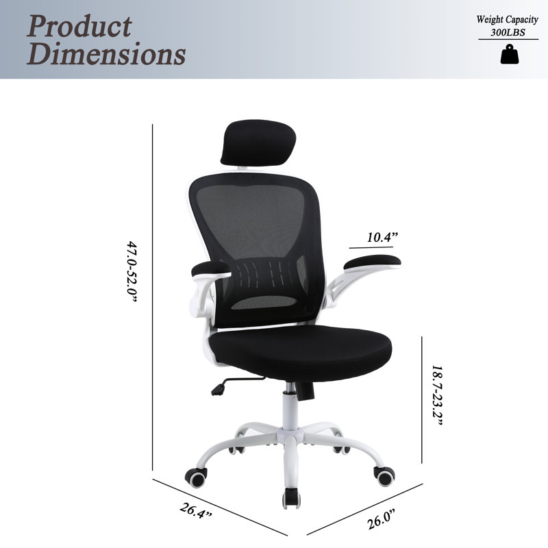 Chaise de bureau ergonomique Kourtne, Blanc