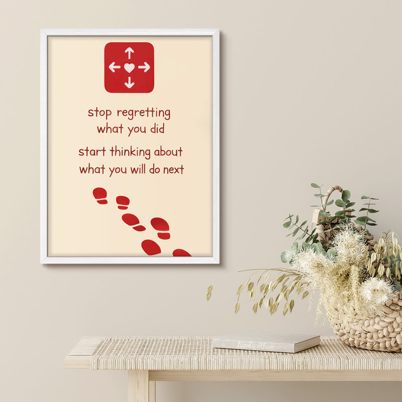 Motivational Quote Poster Framed Wall Art Prints - Inspirational Text for Office Bedroom, H 10 po x l 8 po, Blanc