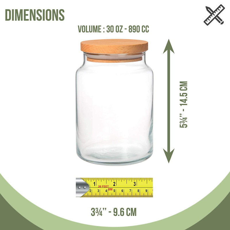 Storage Jar Canister - Set of 1, 5.7" H x 3.8" W x 3.8" D