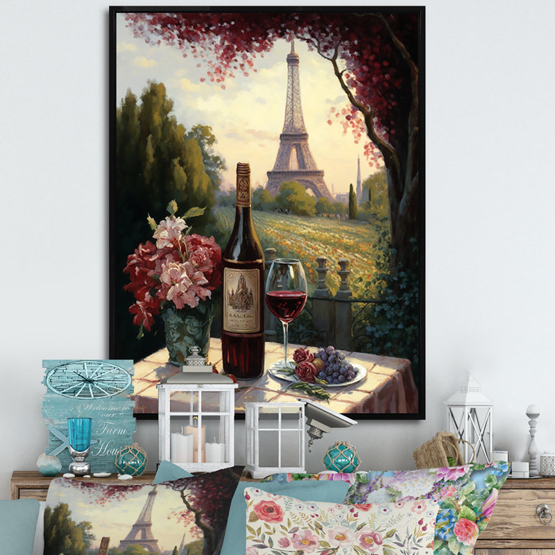 «Savouring Red Wine» par la Tour Eiffel Paris I, reproduction sur toile, H 32 po x l 24 po x P 1 po