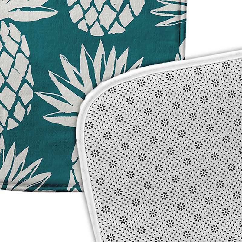 Tapis de bain à motif ananas, L 17 po x L 24 po, Bleu