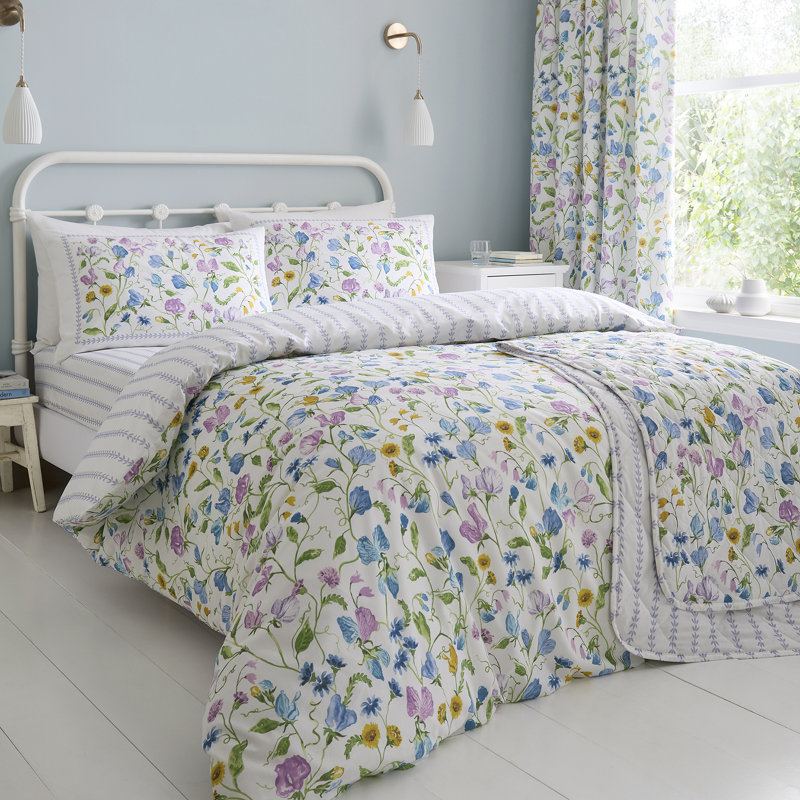 Sweetpea Floral Cotton Floral Bedspread