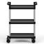 Amgood 32 po × 16 po Chariot utilitaire / bus avec trois tablettes. Polypropylène robuste, tablettes noires avec poteaux gris, chariot de service commercial avec roues