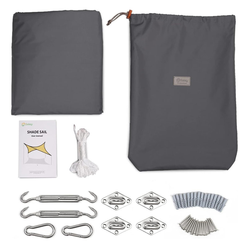 Waterproof shade sail 3 x 5m with kit, Anthracite