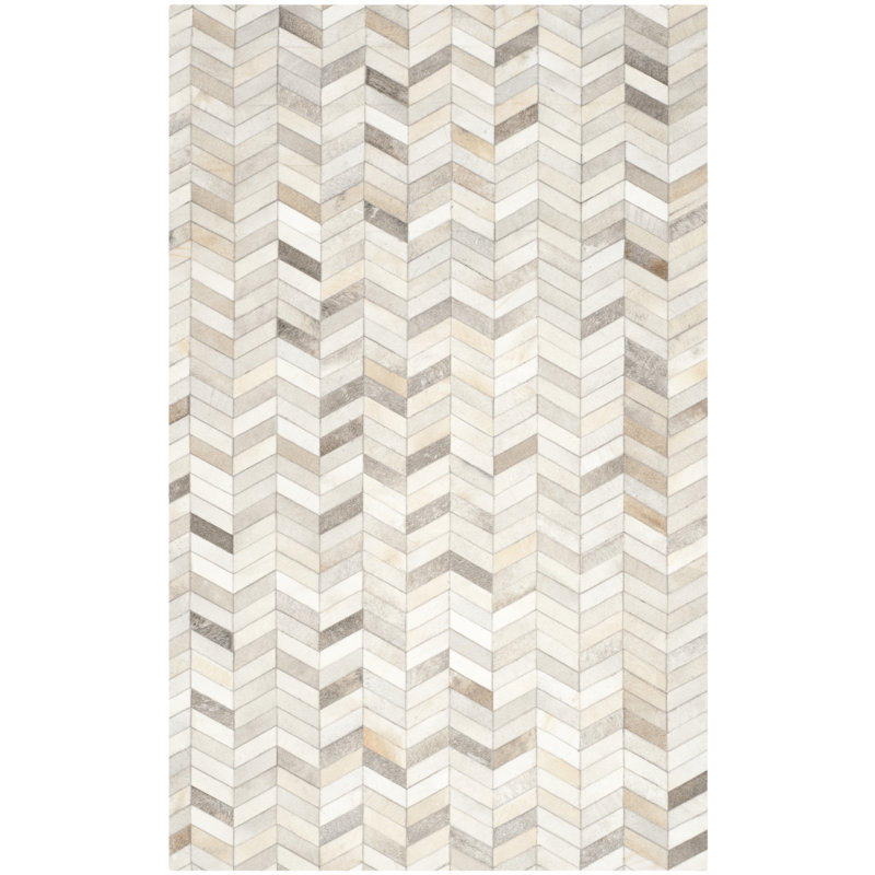 Heilman Herringbone Hand-Woven Leather Area Rug, Rectangle 4 pi x 6 pi