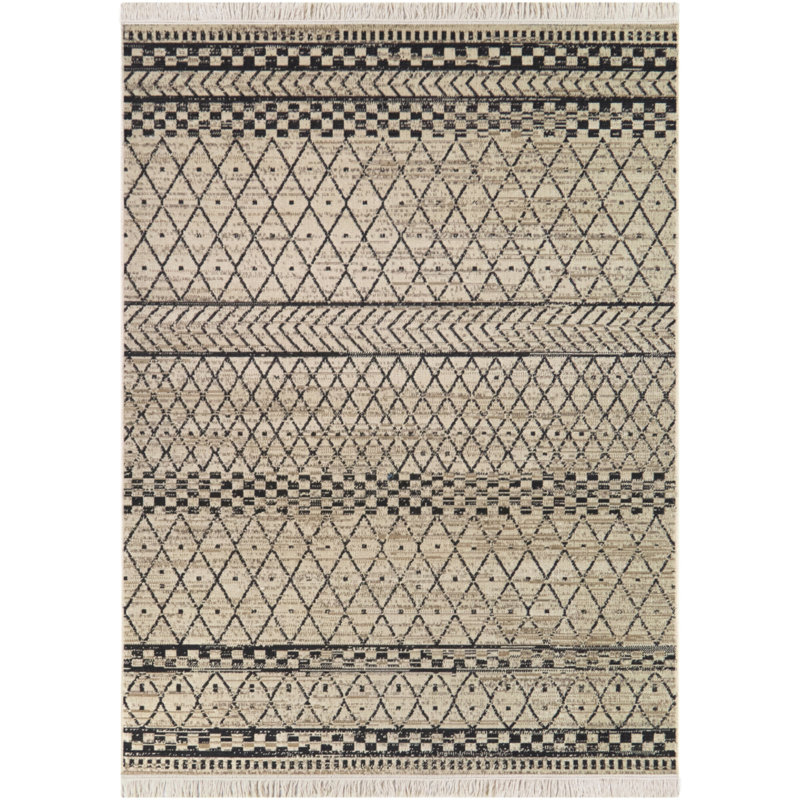 Tapis marocain crème Leshly, Rectangle 5 pi 3 po x 7 pi