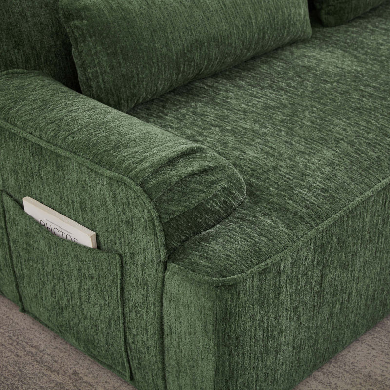 Canapé modulaire surdimensionné en L Chenille, design minimaliste, canapé-lit confortable pour les salons, les appartements et les espaces de réception