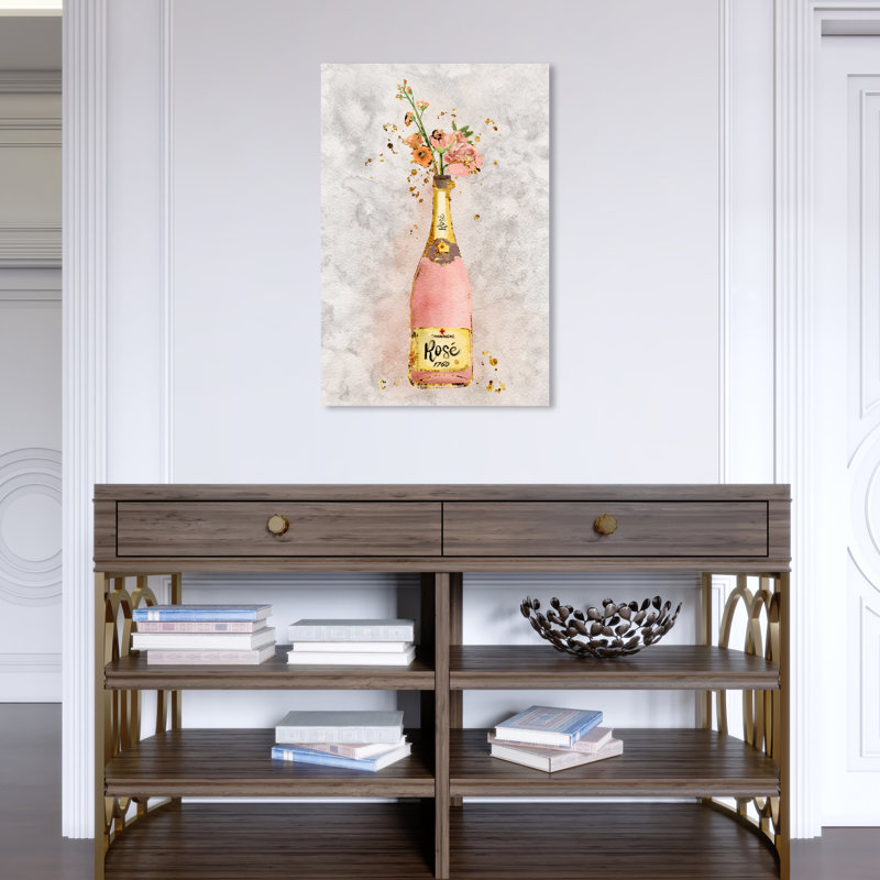 Champagne Rosado - peinture sur toile, Toile tendue, H 16 po x l 24 po x P 1,5 po