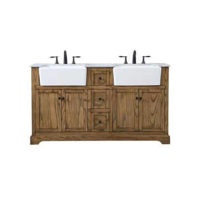 Pardue 60'' Double Bathroom Vanity with Marble Top