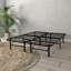 Grand lit plateforme en acier noir - fiable, hauteur de 14 pouces, lit d'une capacité de 2000 lb, sans sommier, surélevé pour le rangement, assemblage facile-1747879337