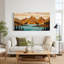Tableau sur toile de style bois superposé représentant un orignal et un lac de montagne-942915996