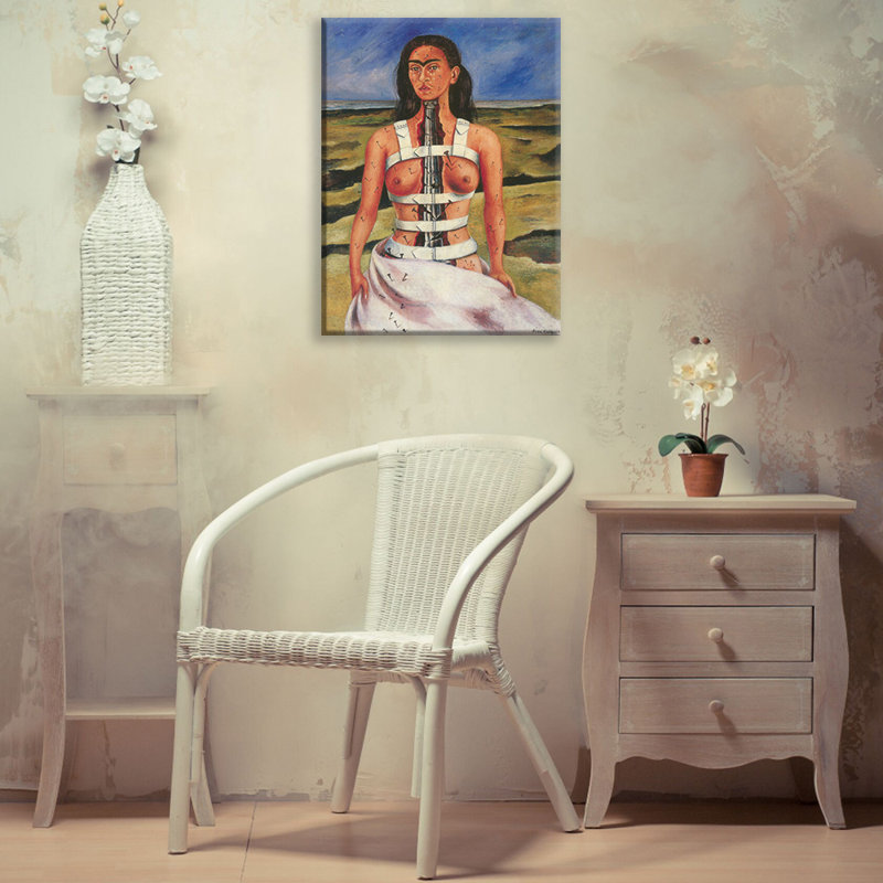 «The Broken Column» par Frida Kahlo, toile tendue avec châssis, H 24 po x l 17 po