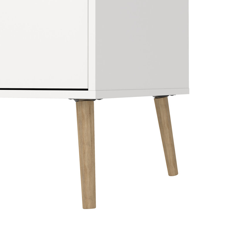 Justus 8 Drawer 77.05" W Double Dresser, Oak/White