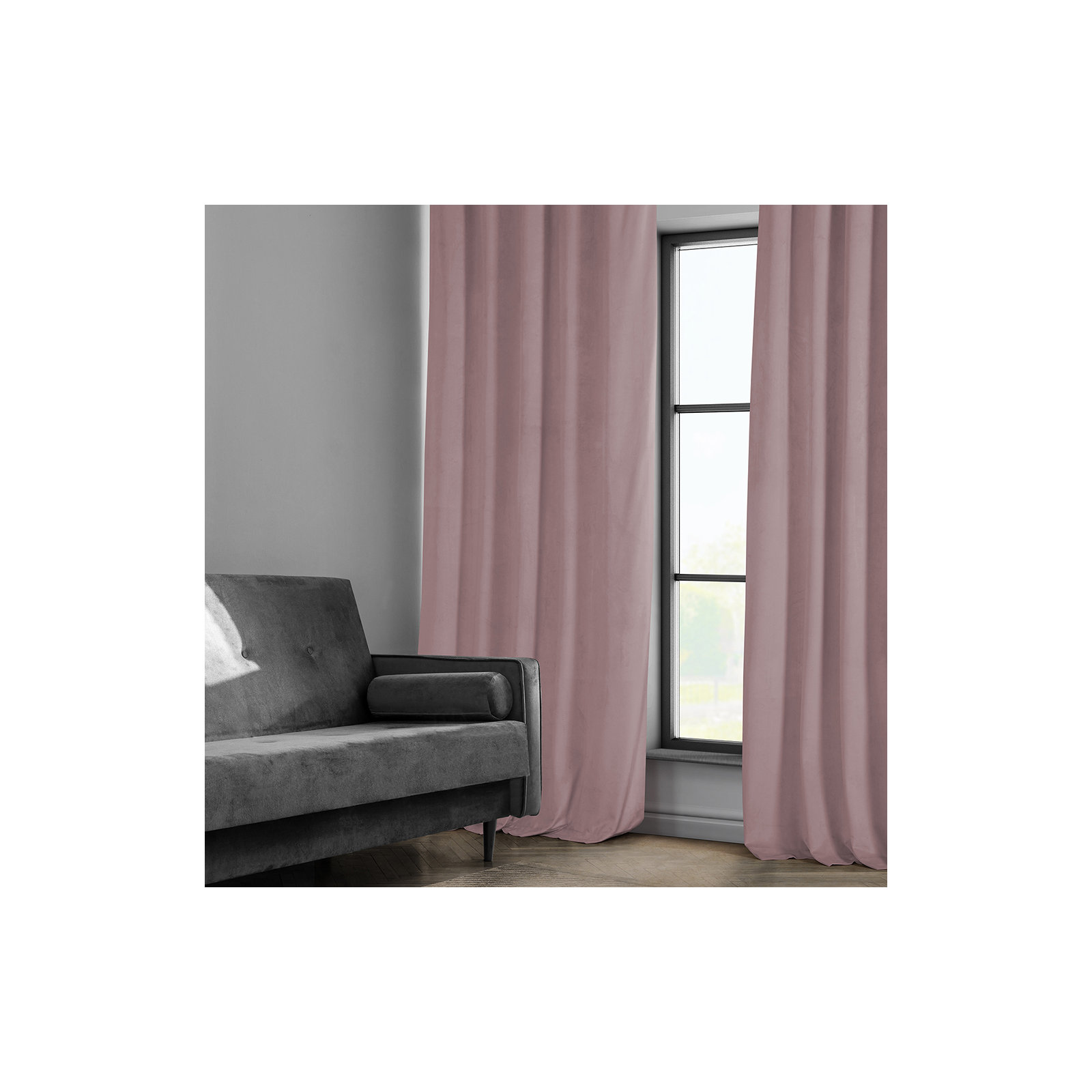 Matra Plush Velvet Curtains for Bedroom - Room Darkening Curtains for Living Room Window Single Panel, Ballet Pink