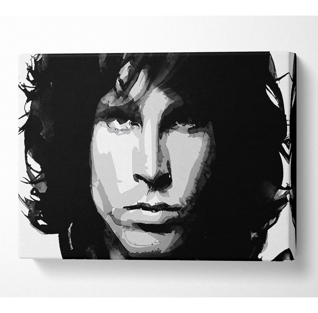 Jim Morrison Face B N W - Leinwanddrucke auf Leinwand