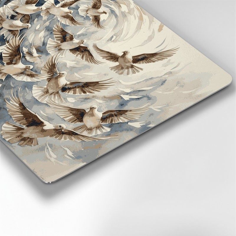 Birds Eared Dove, art mural en métal beige, H 20 po x l 30 po