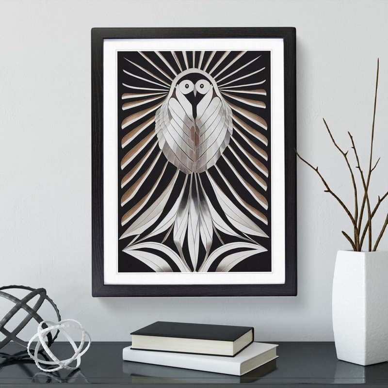 Chrome Bird Abstract - Single Picture Frame Print, Black, 64cm H x 46cm W x 2cm D