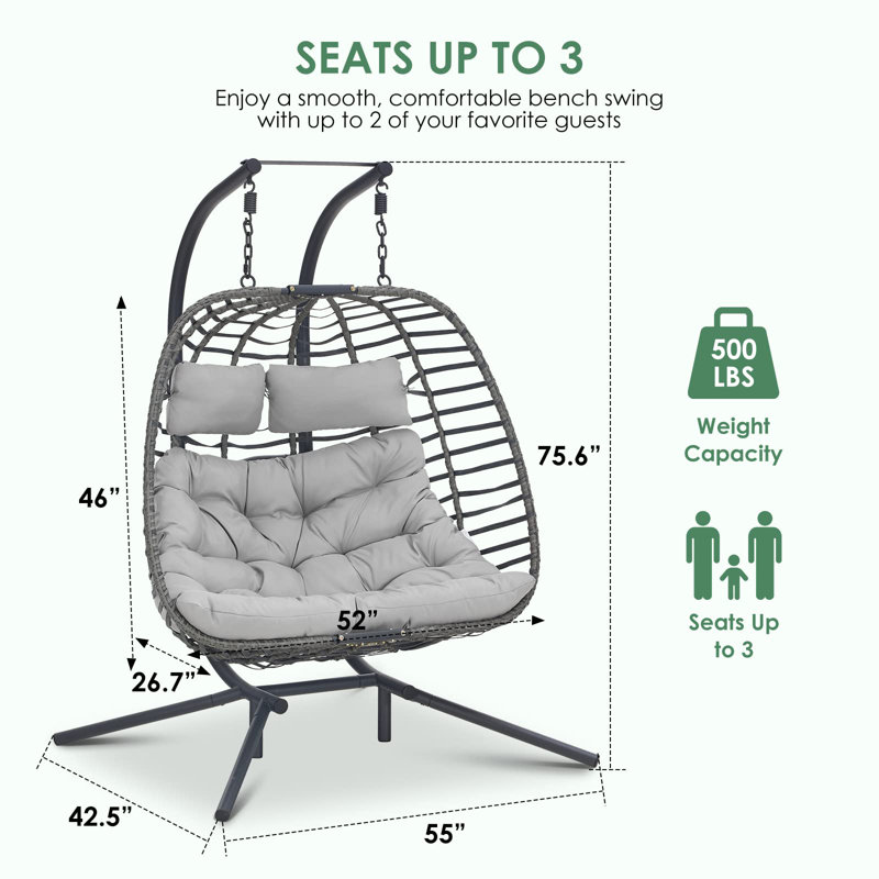 Calmo 2 Person Porch Swing, light gray