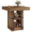 Table de bar carrée 31,5 "avec rangement à 2 niveaux, brun