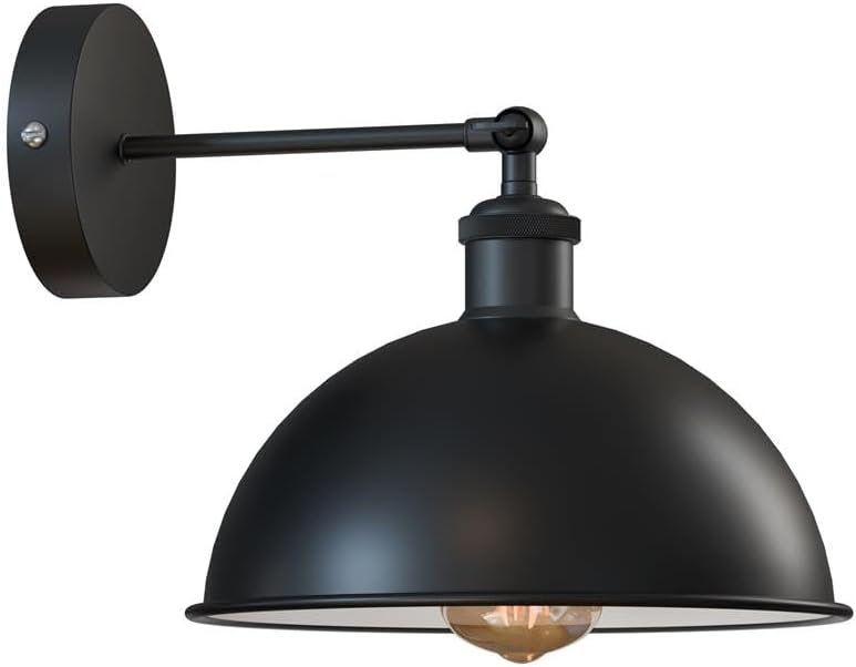Applique murale Dome en métal, lampe murale industrielle réglable à 180 ° pour les décorations de chevet, d'étude, de cuisine et de salon.