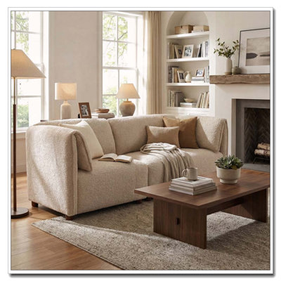 Modular 3-Piece Sectional Sofa with Easy Assembly, Sturdy Wood Frame, and Plush Bouclé