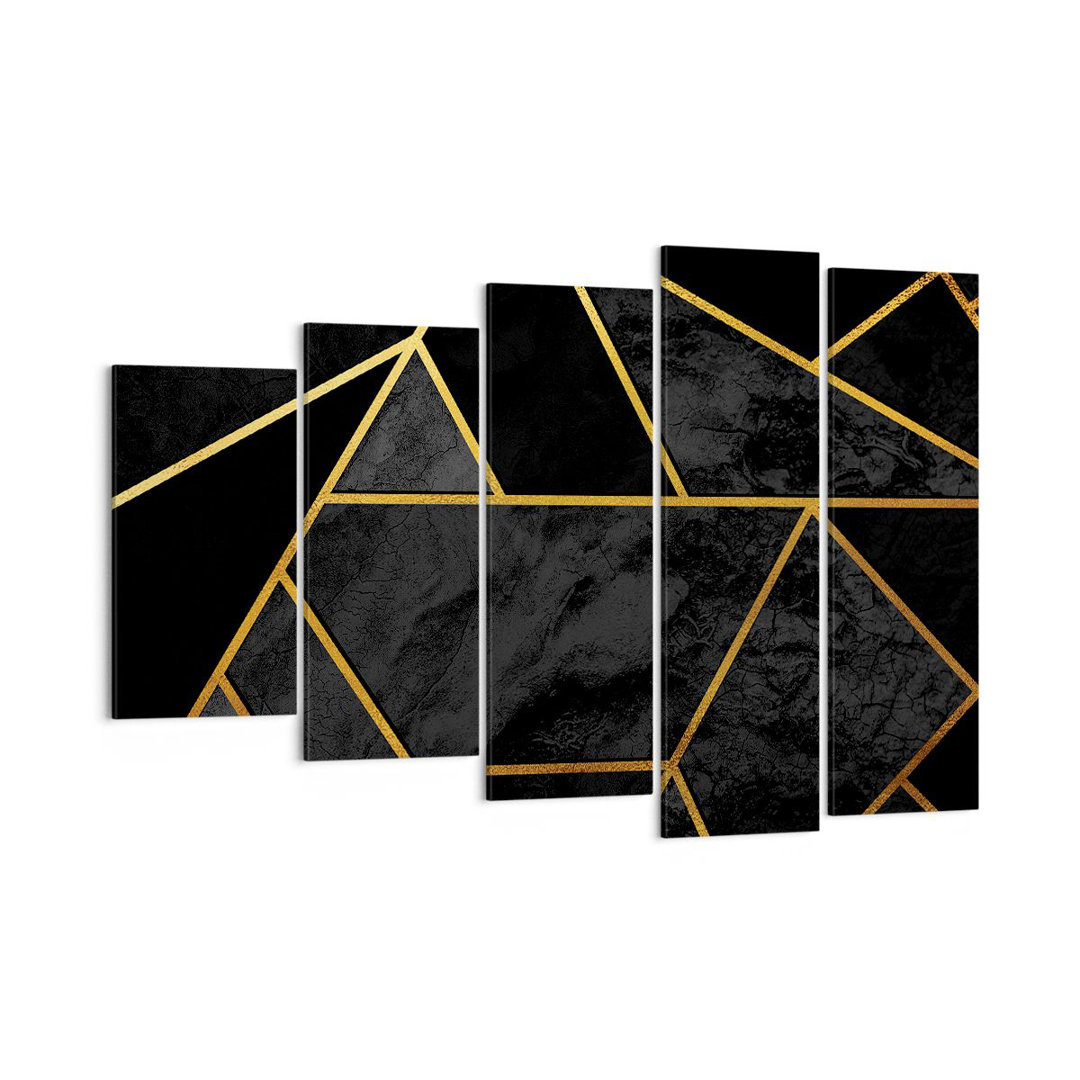 5-tlg. Leinwandbilder-Set Abstraction Gold Black