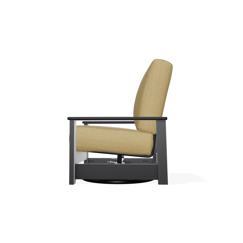 Chaise berçante pivotante cachée en polymère Leeward, Noir, Toile Sunbrella® beige chiné