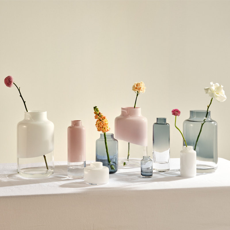 Mini vase en cristal sans plomb Magnolia, Bleu acier, H 7,87 po x l 4,43 po x P 4,43 po