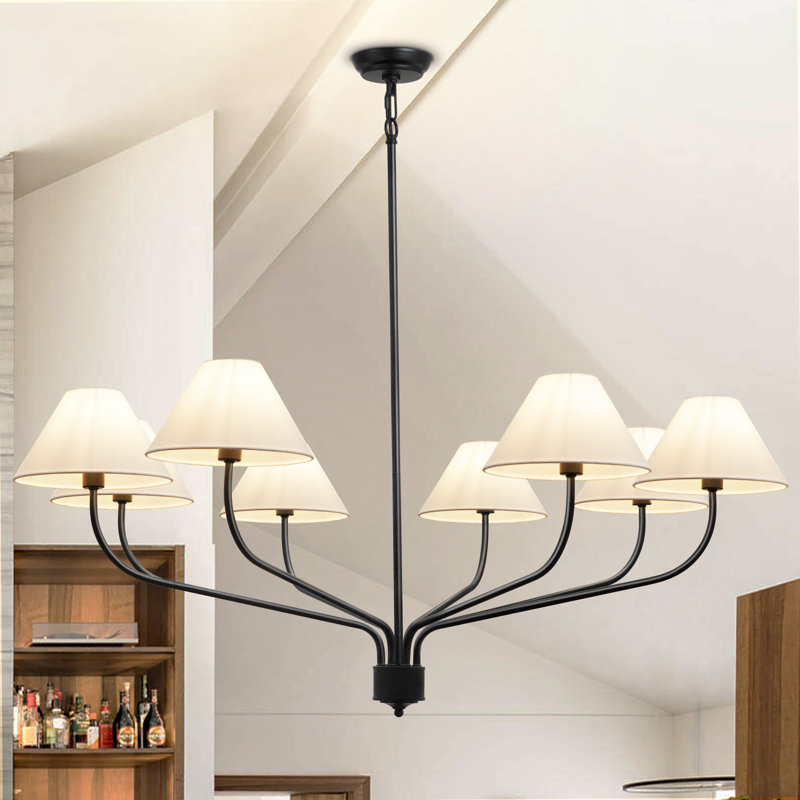 8-light Classic Dimmable Chandelier With Fabric Shades Black Chandelier Classic/traditional Chandelier